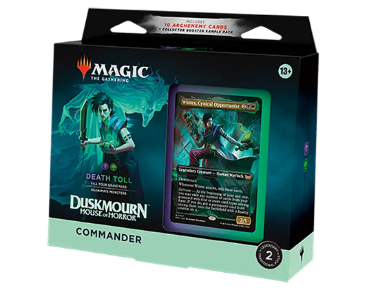 Magic: The Gathering Duskmourn House of Horror Death Toll Commander Deck box in green and black
