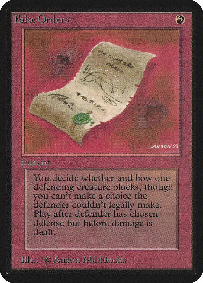 Magic: the Gathering MTG False Orders [Alpha Edition] Graded 7.5 Near Mint+ - TCG Card Single