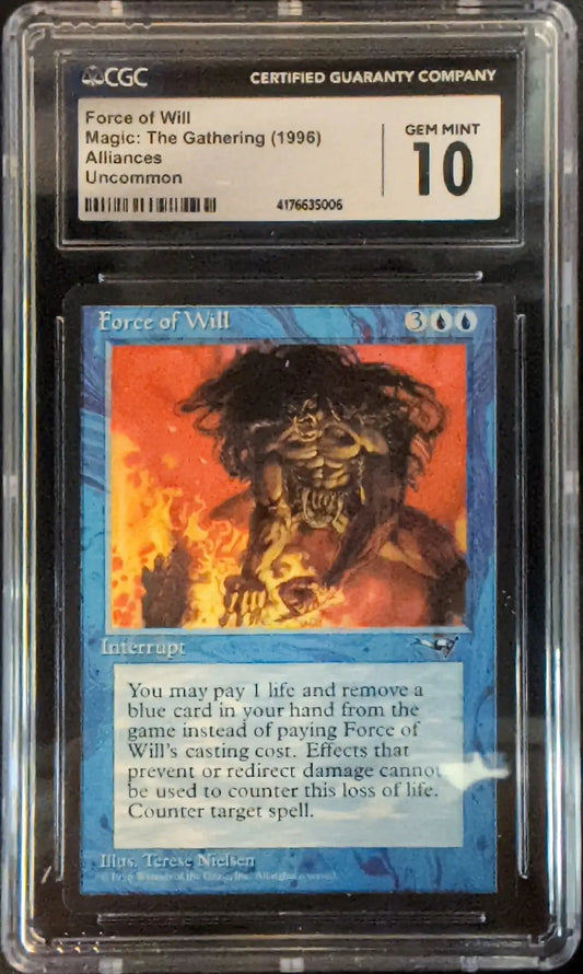 Magic: The Gathering MTG Force of Will [Alliances] Graded CGC 10 Gem Mint - TCG Card Single