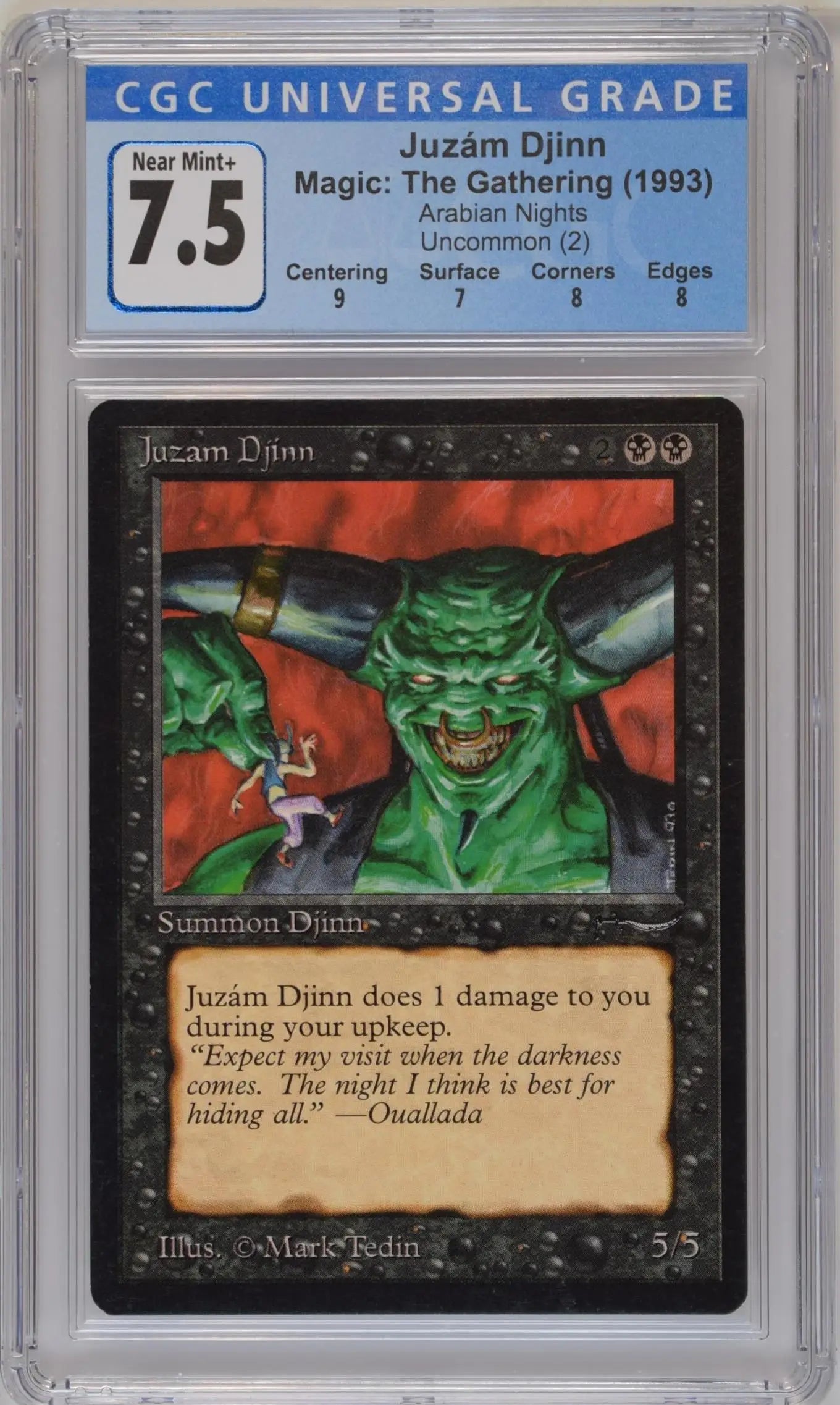 Magic: the Gathering MTG Juzam Djinn [Arabian Nights] Graded CGC 7.5 Near Mint+ - Magic Card Single