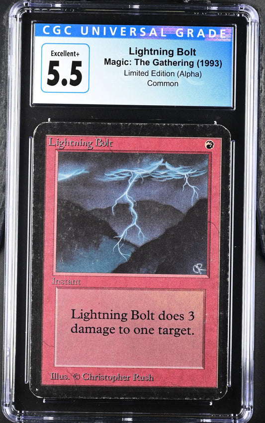 Magic: the Gathering MTG Lightning Bolt [Alpha Edition] Graded CGC 5.5 Excellent+ - Magic Card Single