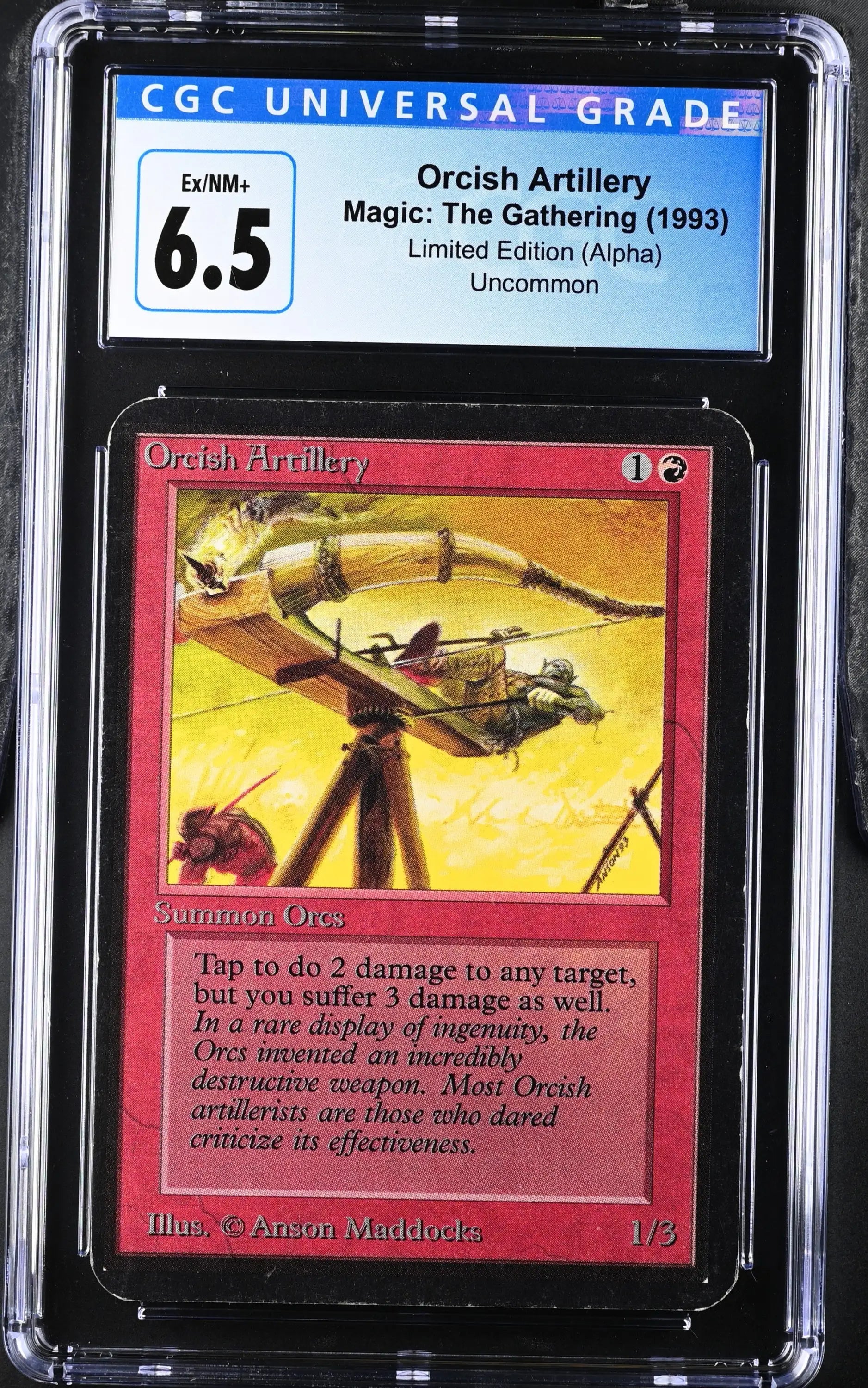 Magic: The Gathering MTG Orcish Artillery [Alpha Edition] Graded CGC 6.5 Ex/NM+ - Magic Card Single