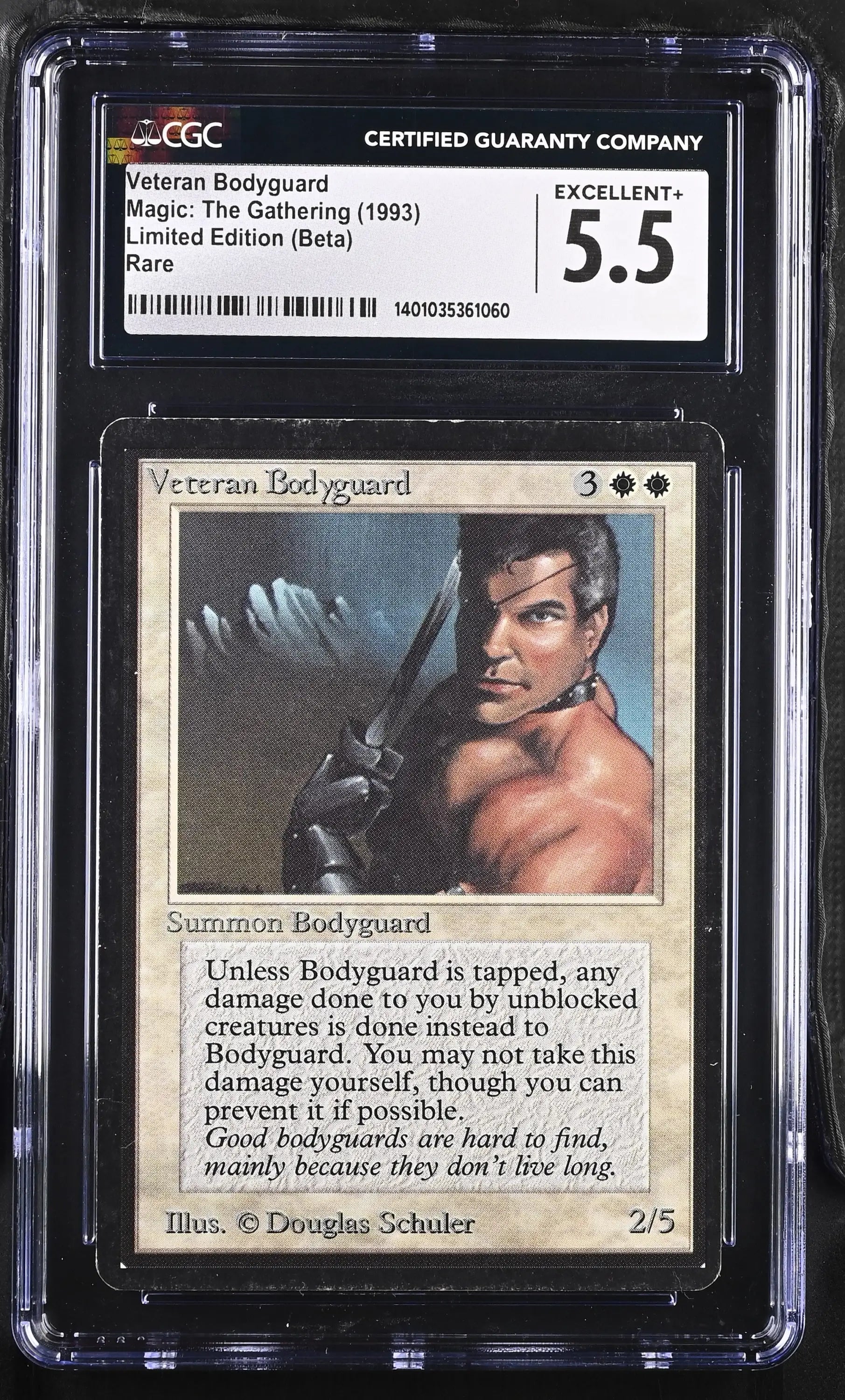 Magic: The Gathering MTG Veteran Bodyguard [Beta Edition] Graded CGC 5.5 Excellent+ - Magic Card Single