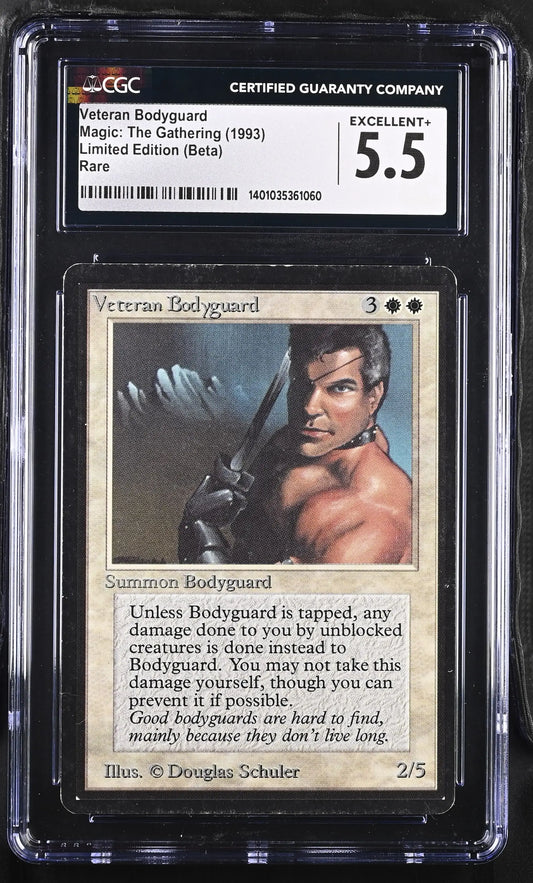 Magic: The Gathering MTG Veteran Bodyguard [Beta Edition] Graded CGC 5.5 Excellent+ - Magic Card Single