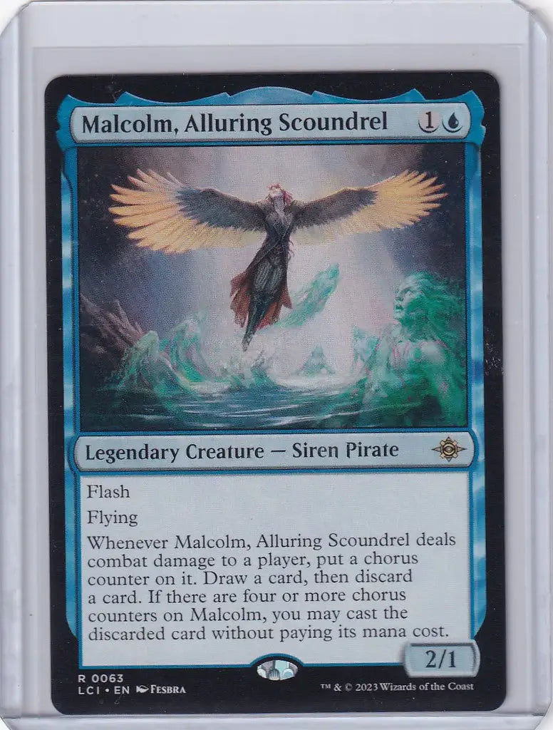 Magic The Gathering card of Ixalan Malcolm, Alluring Scoundrel from Lost Caverns