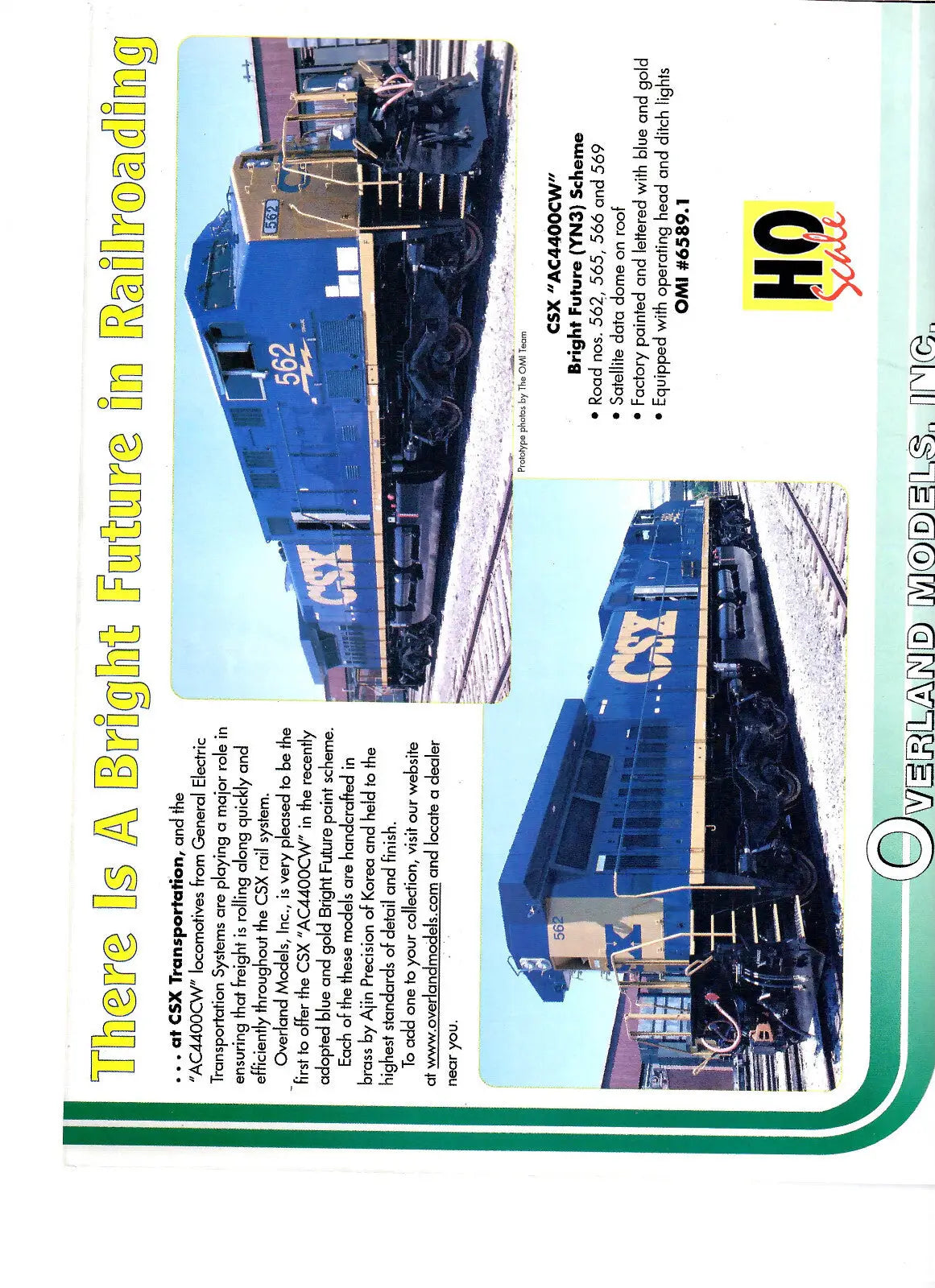 Blue and gold CSX locomotive model in Mainline Modeler September 2002 magazine