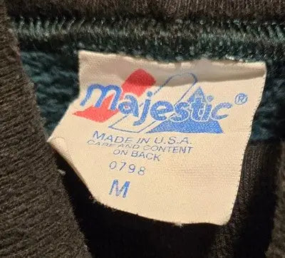 Majestic NFL Jets Vintage Sweatshirt Mens M Green Pullover Turtleneck Logo Patch - Apparel