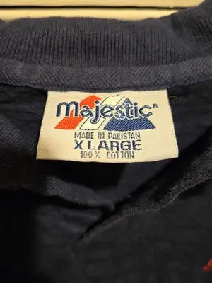 Majestic Polo Shirt Mens XL Atlanta Braves Navy 100% Cotton Vintage Embroidered - Apparel