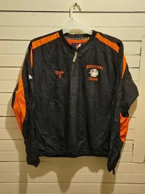 Majestic Pullover Jacket Mens M Middletown Crush Black Orange 1/4 Zip Team