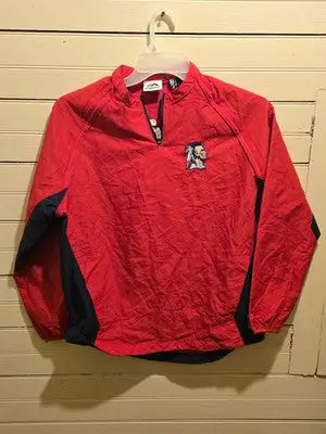 Majestic Pullover Windbreaker Mens S16 Red Embroidered Logo Half Zip Lightweight - Apparel