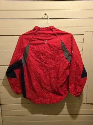 Majestic Pullover Windbreaker Mens S16 Red Embroidered Logo Half Zip Lightweight - Apparel