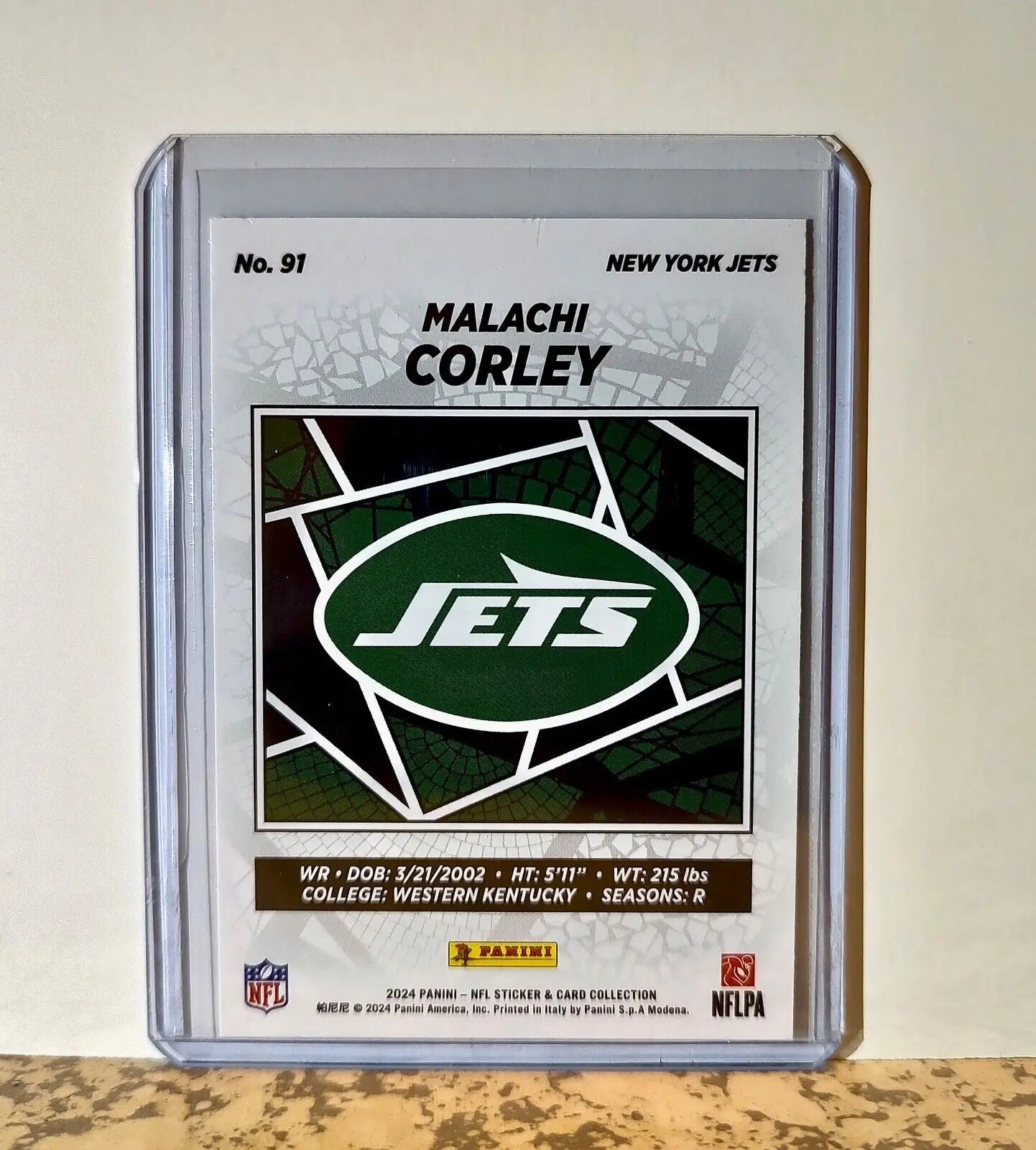 Malachi Corley 2024 Panini NFL #91 Silver Foil Rookie Sticker Card New York Jets - Football Card Single