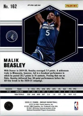 Malik Beasley - 2020-21 Panini Mosaic - #162 - Mosaic Reactive Blue Basketball - Basketball Card Single