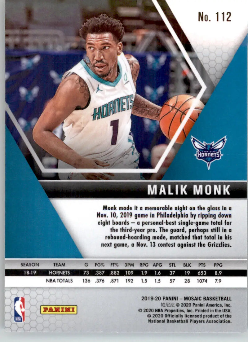 Malik Monk - 2019-20 Panini Mosaic - #112 - Basketball - Basketball Card Single