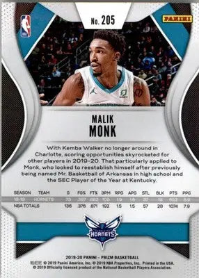 Malik Monk - 2019-20 Panini Prizm - #205 - Basketball - Basketball Card Single