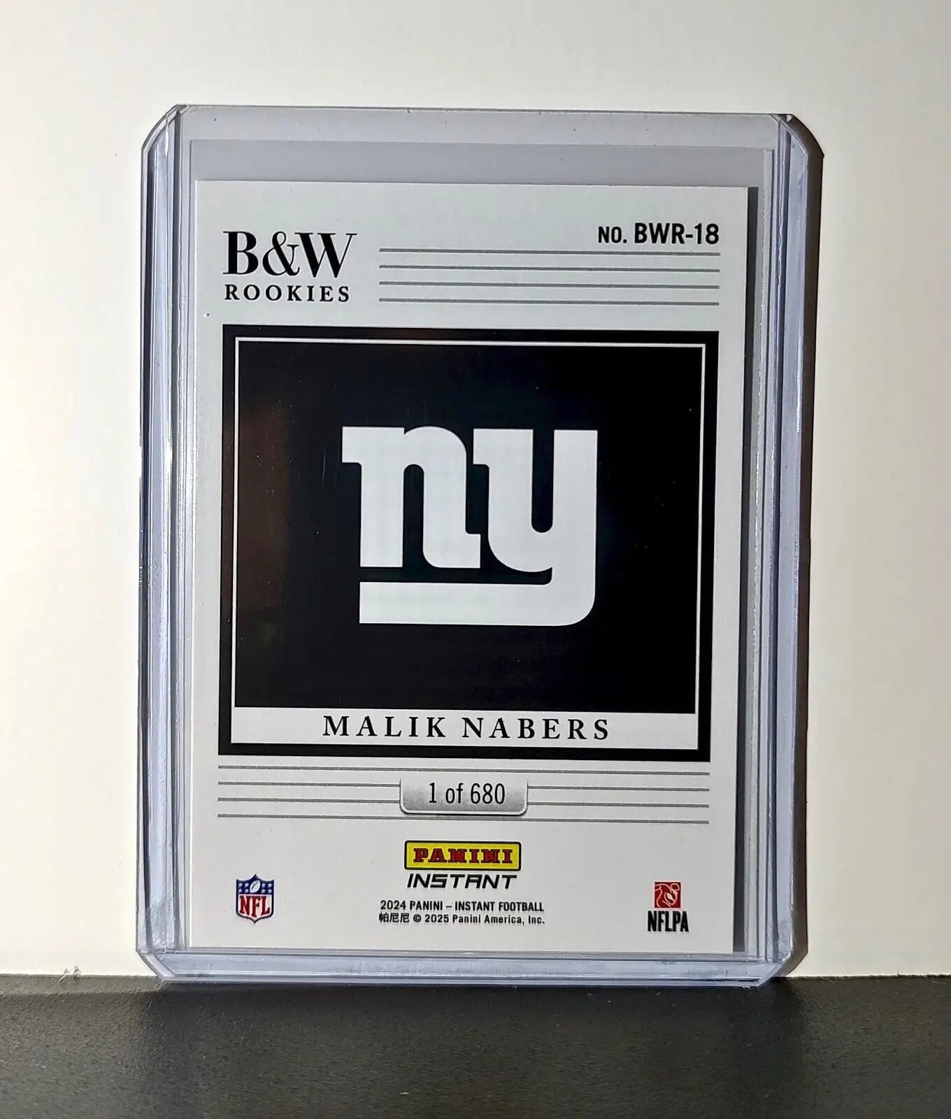 Malik Nabers 2024 Panini NFL #18 Black & White Rookies Card Giants 1 of 680 - Football Card Single