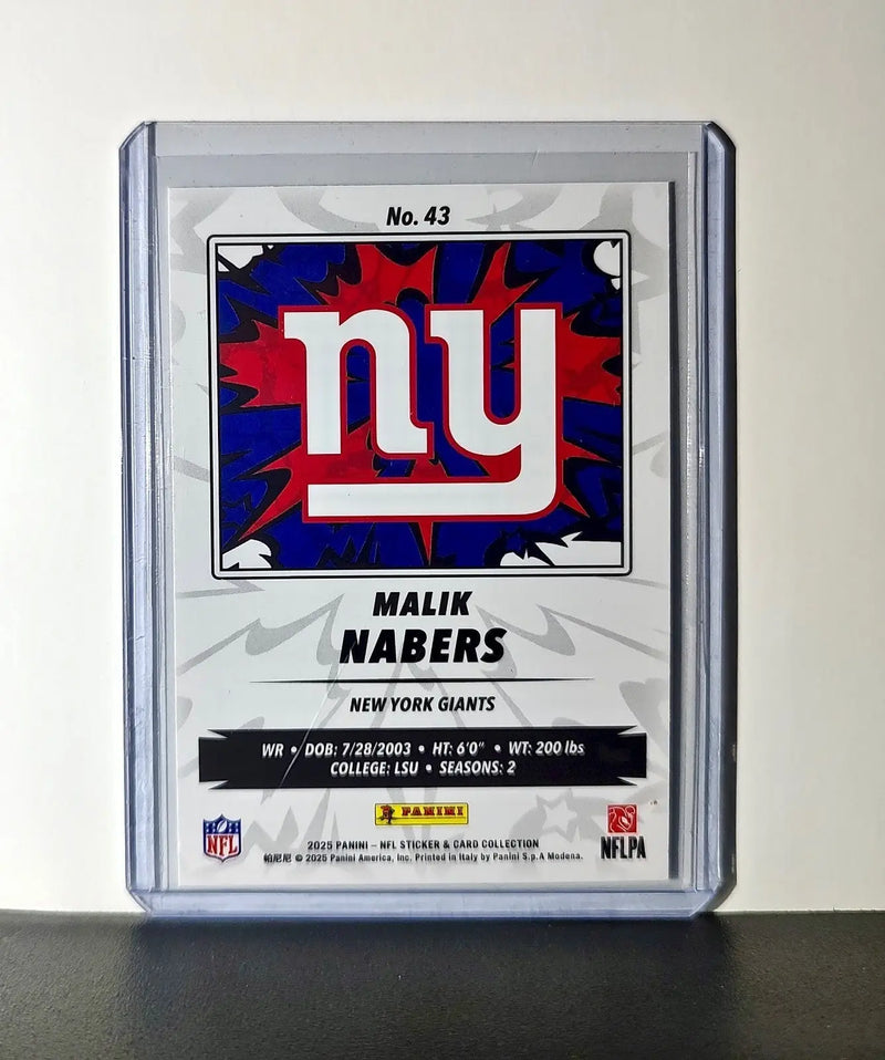 Malik Nabers 2025 Panini NFL #43 Sticker Card New York Giants