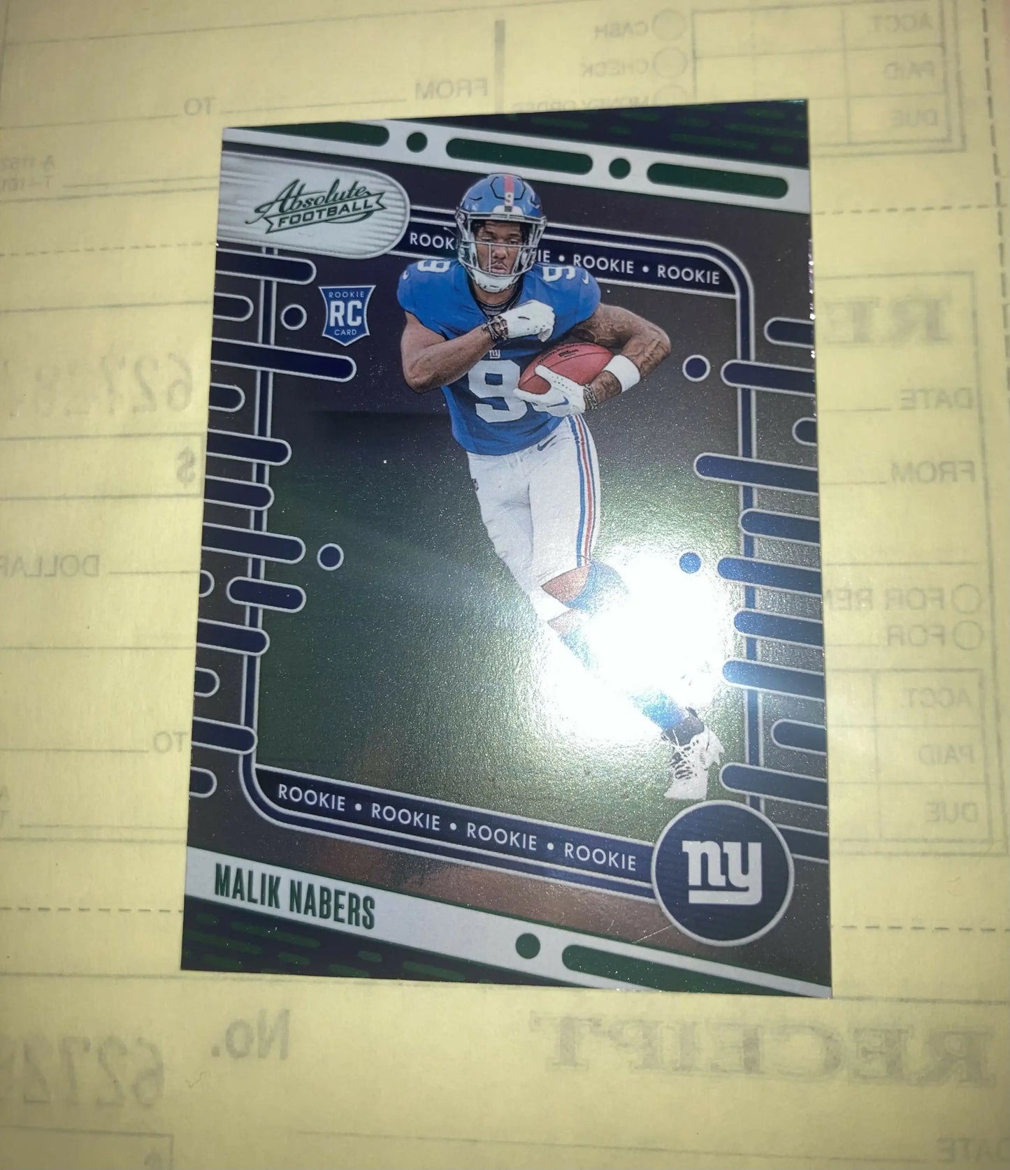 Malik Nabers rookie football card in green, ideal for trading cards collectors