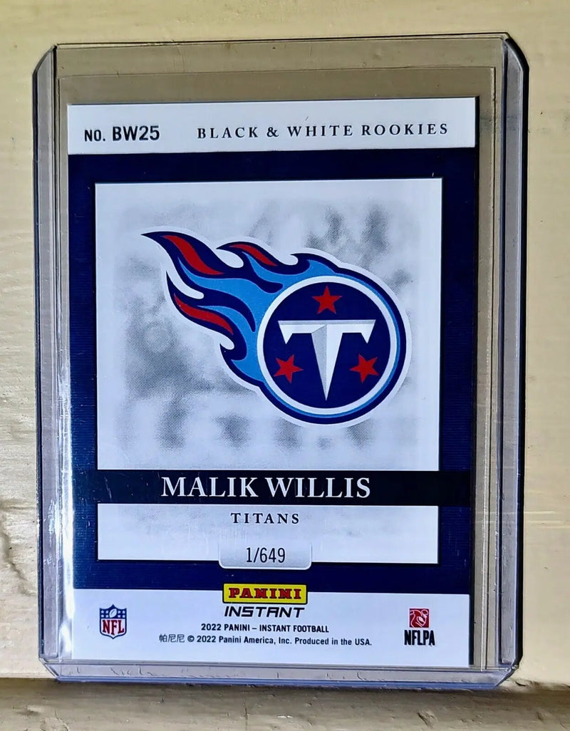 Malik Willis 2022 Panini NFL Black & White Rookies #25 Football Card 1 of 649