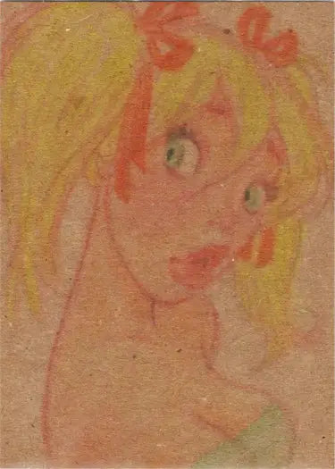 Pastel-colored anime character sketch for Mandy Blast From The Past promo card