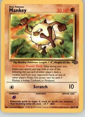 Mankey - Jungle - 55/64 - Unlimited MP Pokemon - Pokémon Card Single