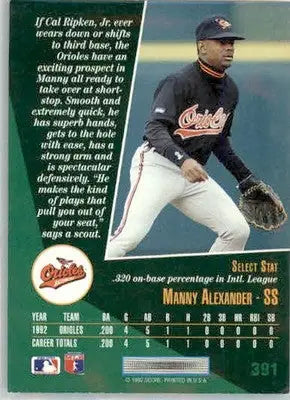 Manny Alexander - 1993 Select - #391 - AUTO Baseball - Baseball Card Single