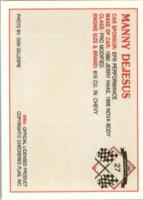 Manny DeJesus - 1990 Checkered Flag IHRA - #27 - Racing - Racing Card Single