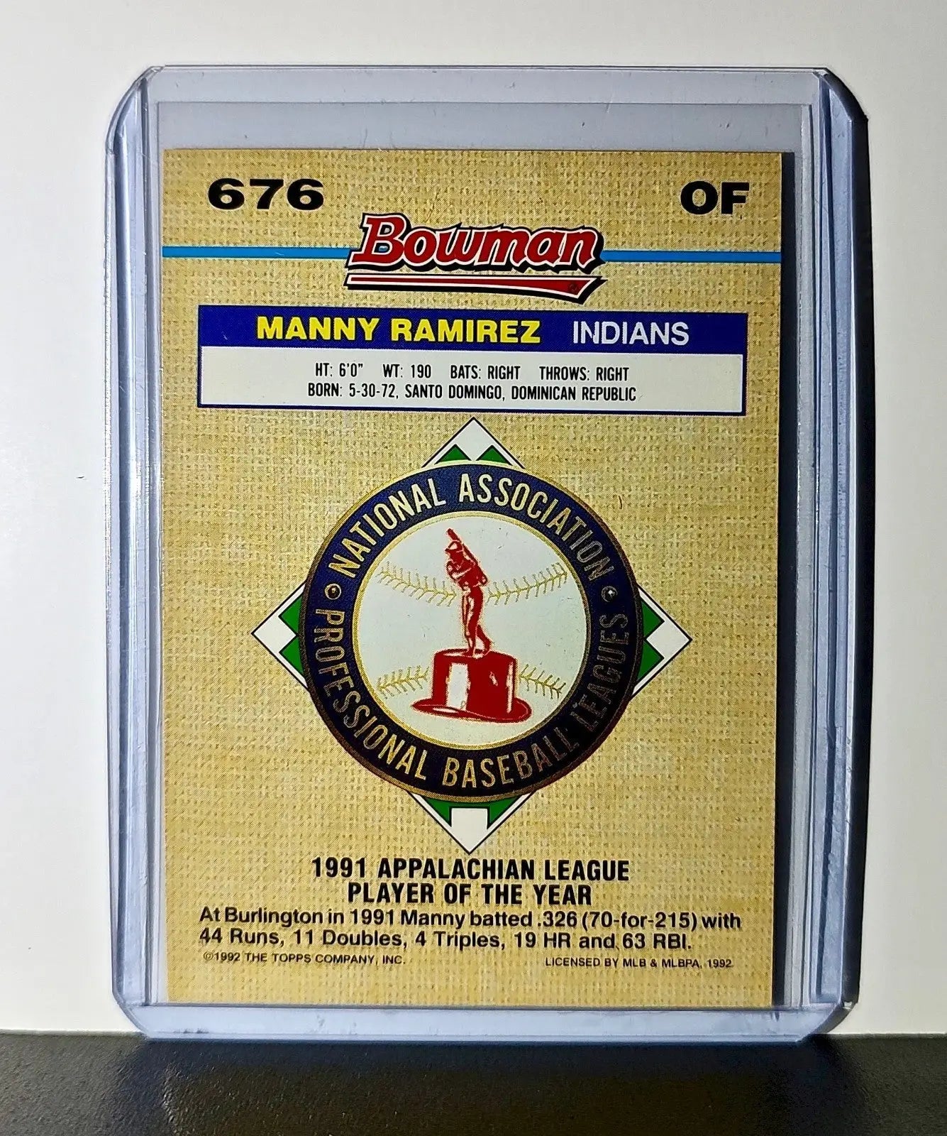 Manny Ramirez 1991 Topps Bowman MLB #676 Card Cleveland Indians