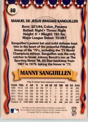 Manny Sanguillen - 1993 Ted Williams - #80 - Baseball - Baseball Card Single