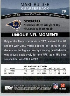 Marc Bulger - 2009 Topps Unique - #79 - Football - Football Card Single