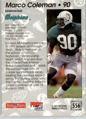 Marco Coleman - 1992 Pro Set - #556 - RC Football - Football Card Single