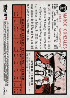 Marco Gonzales 2021 Topps Archives #78 Seattle Mariners - Baseball Card Single