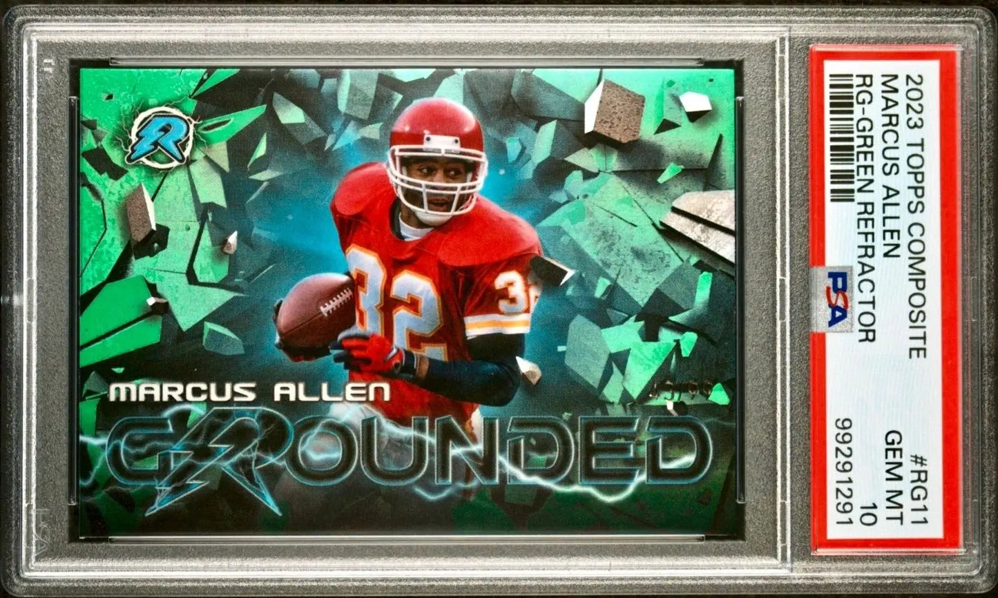 Marcus Allen 2023 Topps Resurgence Grounded #RG-11 Green Refractor 43/99 PSA 10 - Other