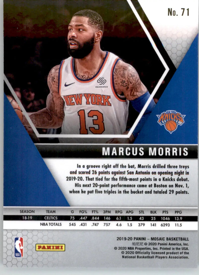 Marcus Morris - 2019-20 Panini Mosaic - #71 - Basketball - Basketball Card Single