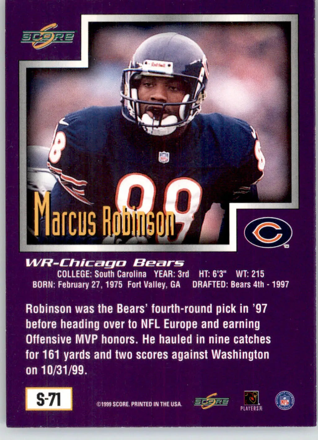 Marcus Robinson - 1999 Score Supplemental - #S-71 - Football - Football Card Single