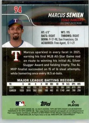 Marcus Semien - 2022 Stadium Club Chrome - #94 - Baseball - Baseball Card Single