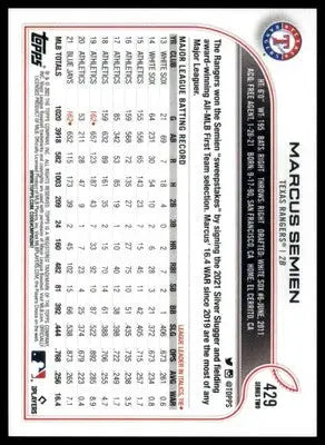 Marcus Semien 2022 Topps #429 Texas Rangers - Baseball Card Single
