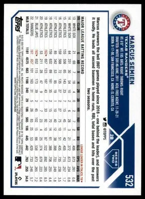 Marcus Semien 2023 Topps #532 Texas Rangers - Baseball Card Single