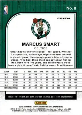 Marcus Smart - 2019-20 Hoops Premium Stock - #8 - Prizms Green Basketball - Basketball Card Single