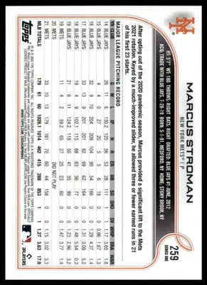 Marcus Stroman 2022 Topps #259 New York Mets - Baseball Card Single