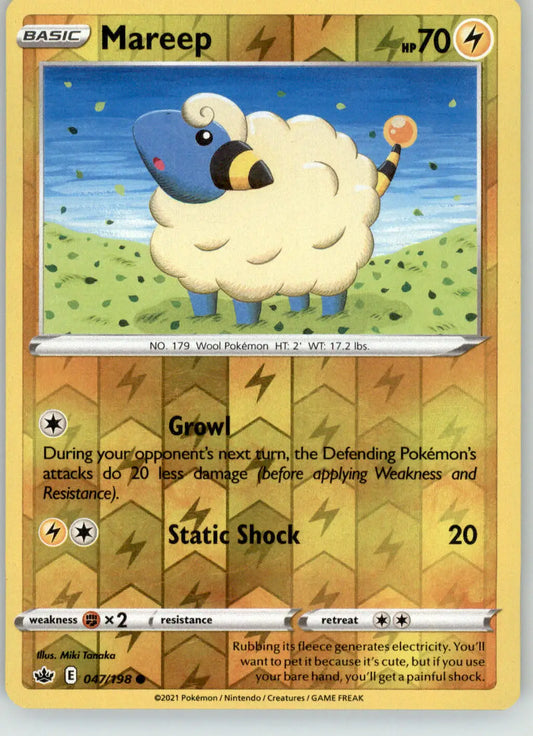 Mareep - Chilling Reign - 047/198 - Reverse Holo LP Pokemon - Pokémon Card Single