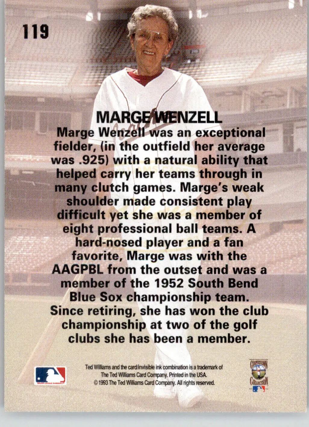 Marge Wenzell - 1993 Ted Williams - #119 - Baseball - Baseball Card Single