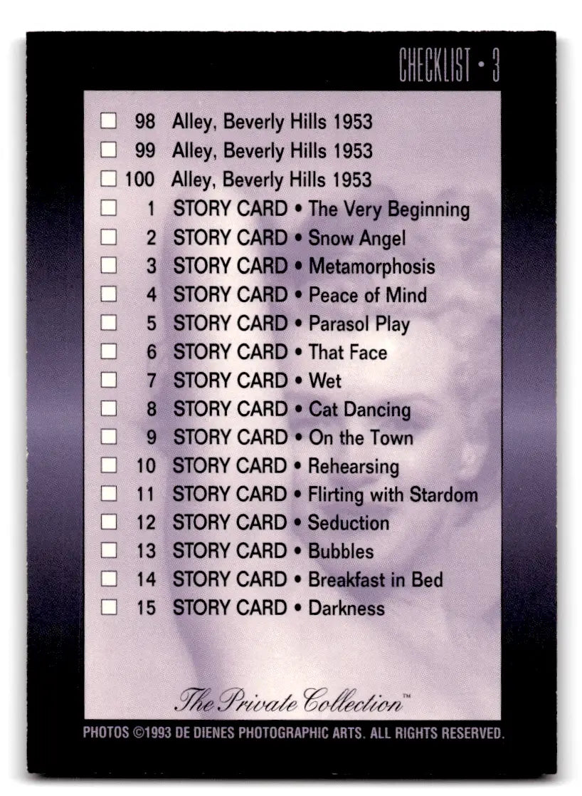 Marilyn Monroe Marilyn Monroe Checklist #Checklist 3 - Other