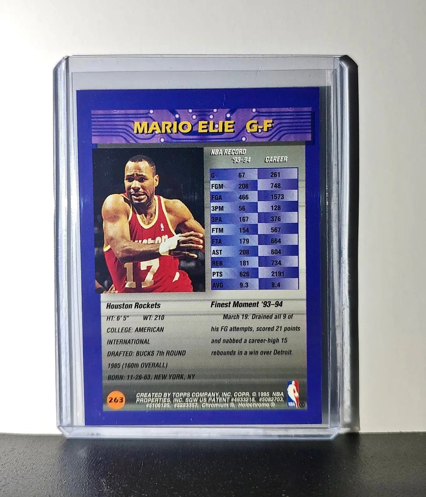 Mario Elie 1994-95 Topps Finest #263 Basketball Card - Basketball Card Single
