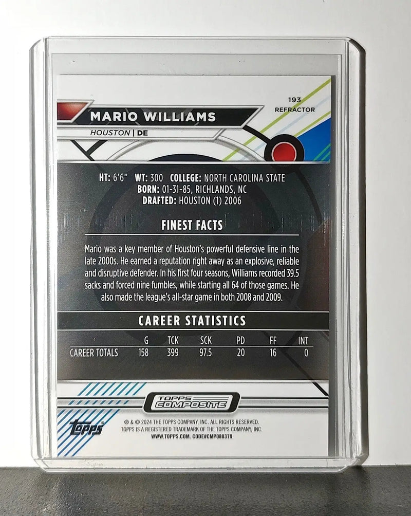 Mario Williams 2023 Topps Finest Refractor NFL #193 Football Card Houston Texans