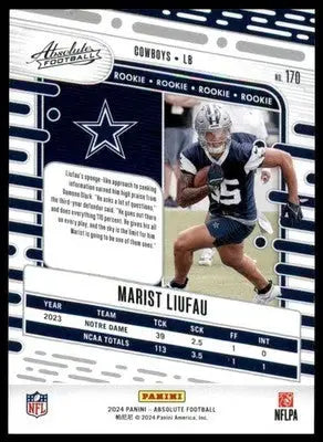 Marist Liufau Rookie 2024 Panini Absolute Retail #170 Dallas Cowboys - Football Card Single
