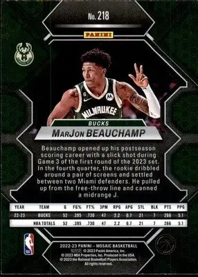 MarJon Beauchamp - 2022-23 Panini Mosaic - #218 - RC Basketball - Basketball Card Single