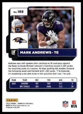 Mark Andrews 2022 Donruss #188 Baltimore Ravens - Football Card Single