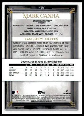 Mark Canha 2021 Topps Gallery #166 Oakland Athletics - Baseball Card Single