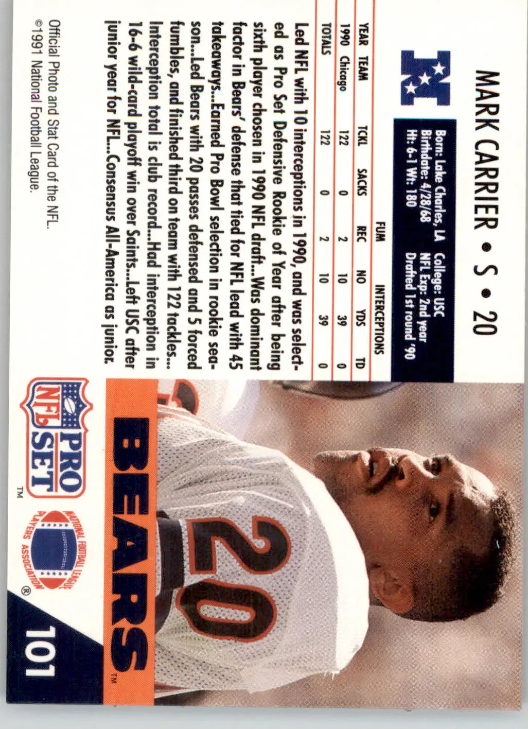 Mark Carrier - 1991 Pro Set - #101 - Football - Football Card Single